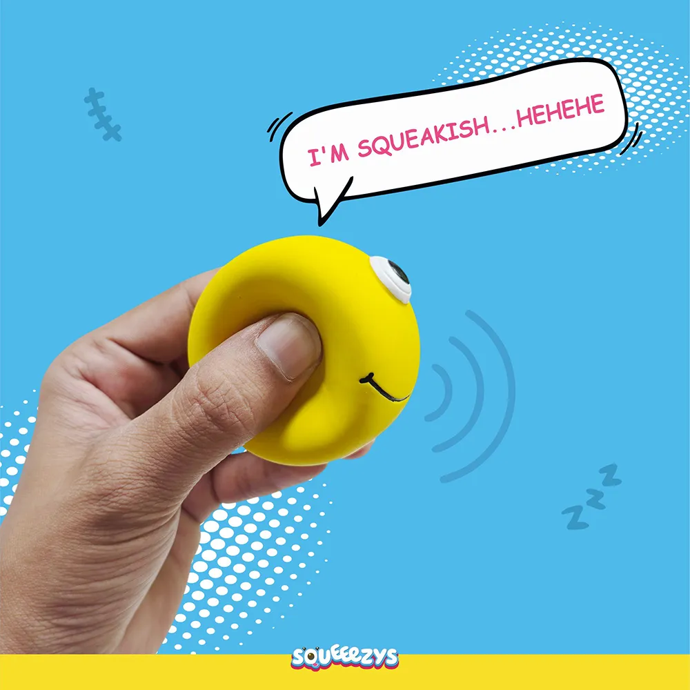 Squeeezys Latex Monster Ball Chew Toy for Dogs (Yellow)