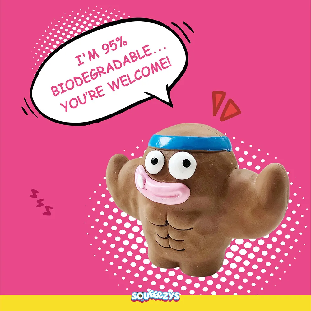 Squeeezys Latex Monster Brother Squeaky Chew Toy for Dogs (Brown)