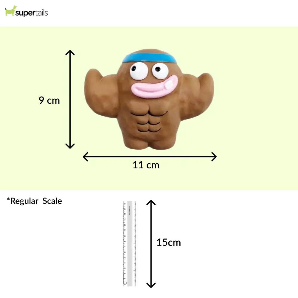 Squeeezys Latex Monster Brother Squeaky Chew Toy for Dogs (Brown)