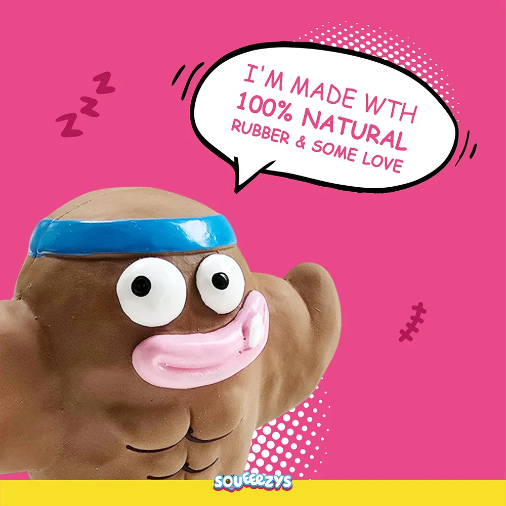 Squeeezys Latex Monster Brother Squeaky Chew Toy for Dogs (Brown)