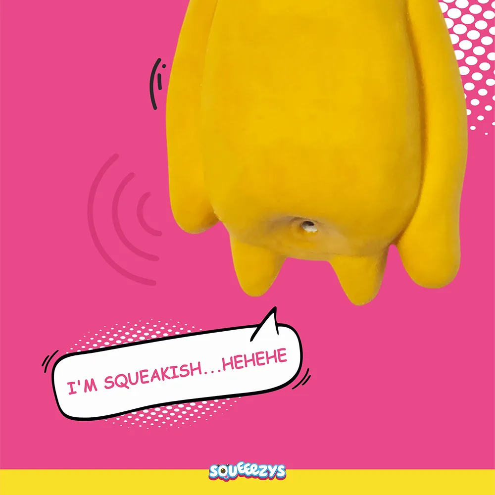 Squeeezys Latex Monster Brother Squeaky Chew Toy for Dogs (Yellow)