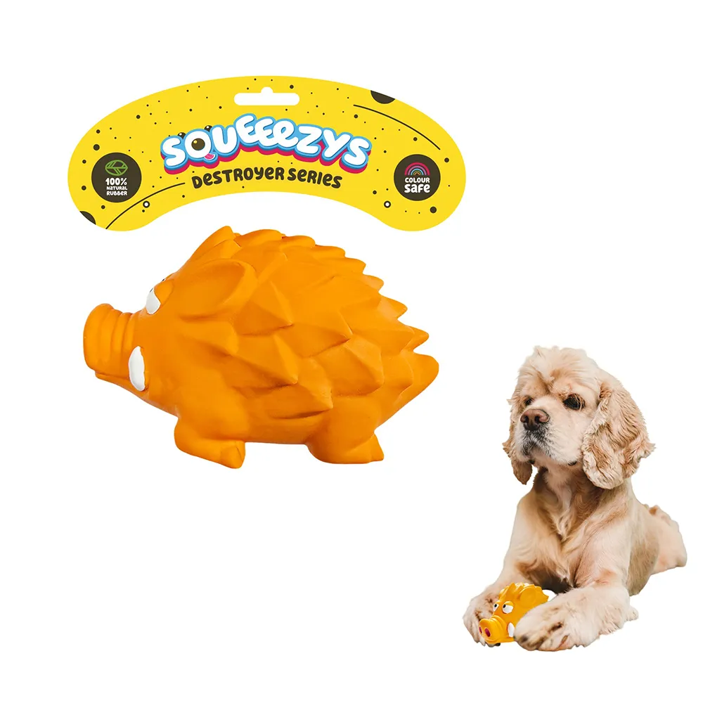 Squeeezys Latex Warthog Squeaky Chew Toy for Dogs (Orange)