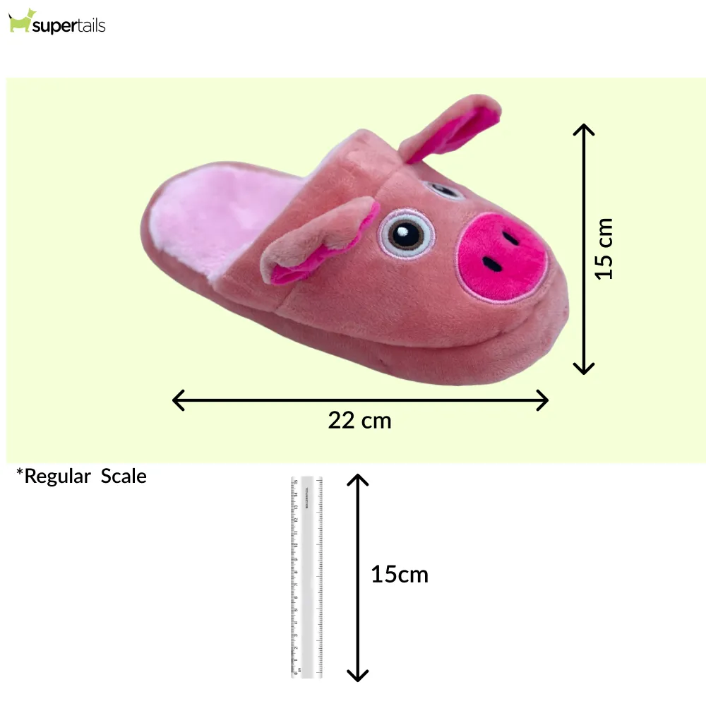 Talking Dog Club Doggie Pig Slipper Squeaky Plush Toy for Dogs (Pink)