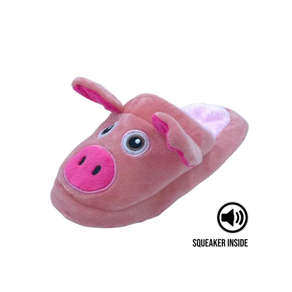 Talking Dog Club Doggie Pig Slipper Squeaky Plush Toy for Dogs (Pink)