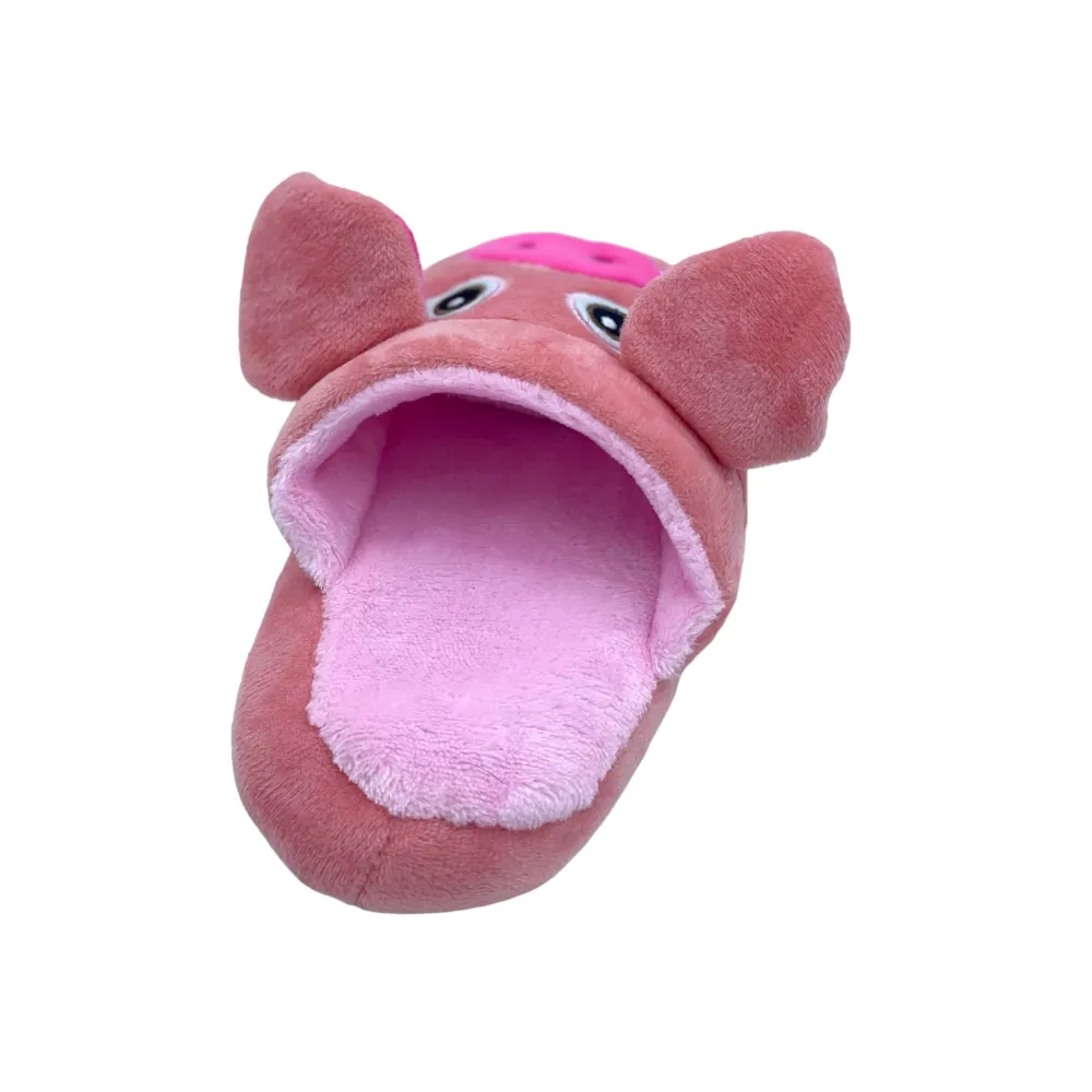 Talking Dog Club Doggie Pig Slipper Squeaky Plush Toy for Dogs (Pink)