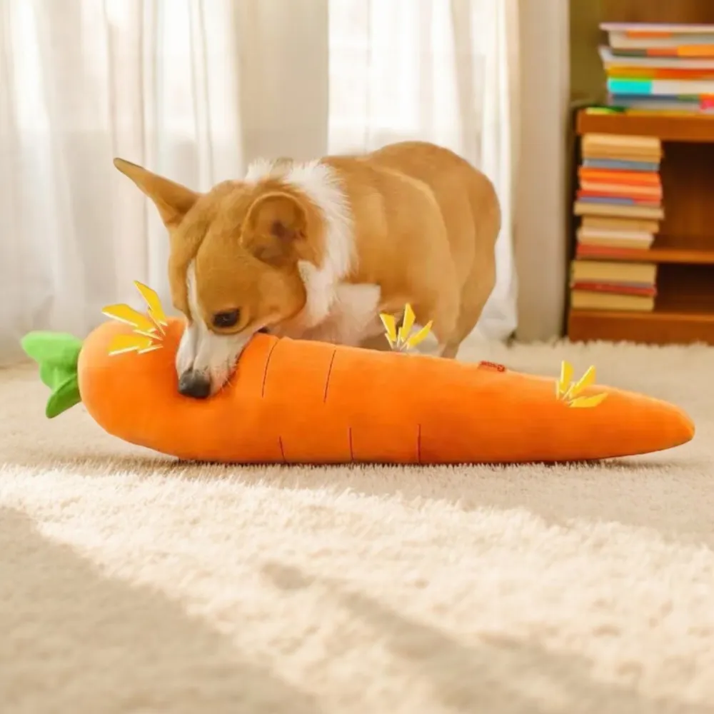 Talking Dog Club Extra Large Carrot Plush Toy for Dogs (Orange)