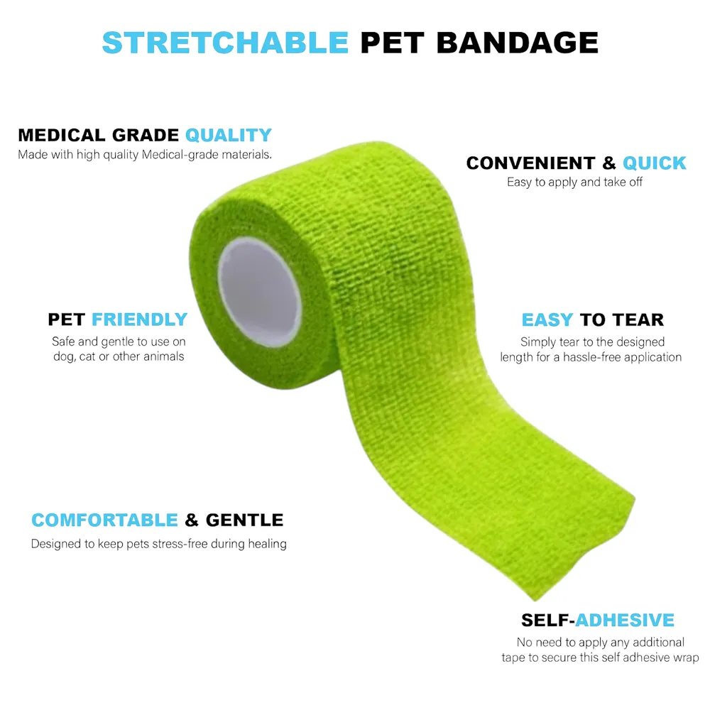 Talking Dog Club Self Adhesive Paws Wraps for Dogs (Neon Green)