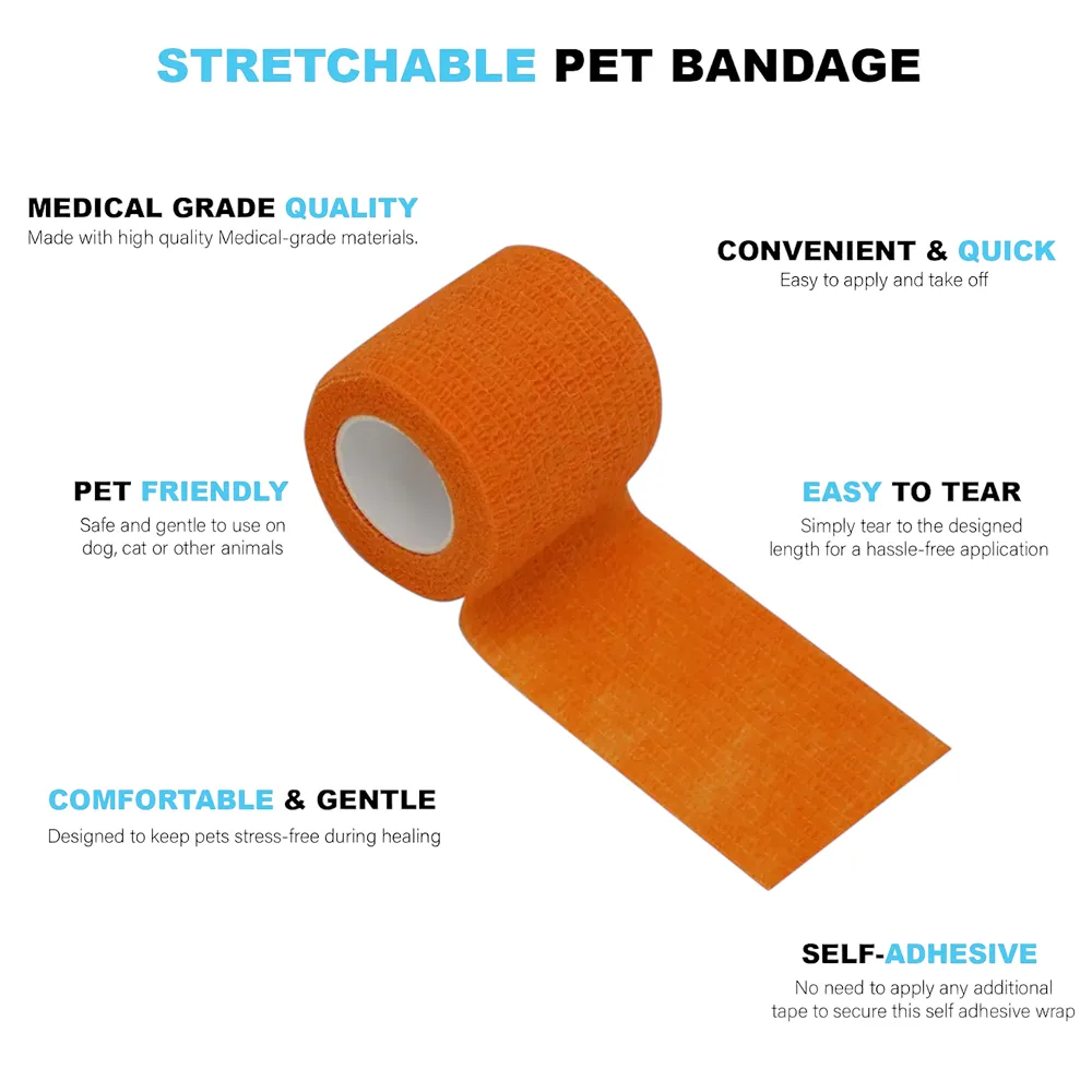 Talking Dog Club Self Adhesive Paws Wraps for Dogs (Orange)