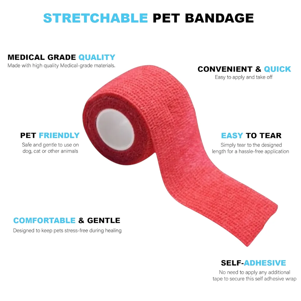 Talking Dog Club Self Adhesive Paws Wraps for Dogs (Red)