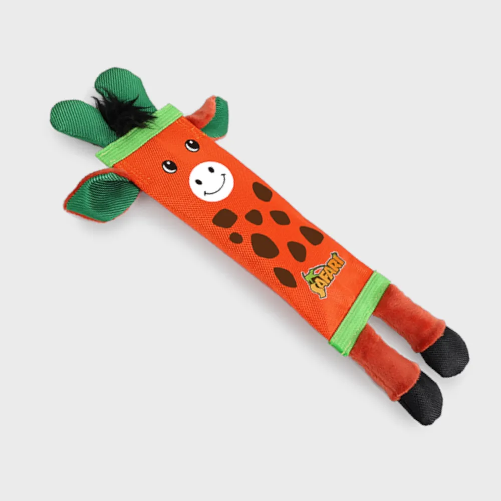 Talking Dog Club Tough Giraffe Squeaky Plush Toy for Dogs (Orange)