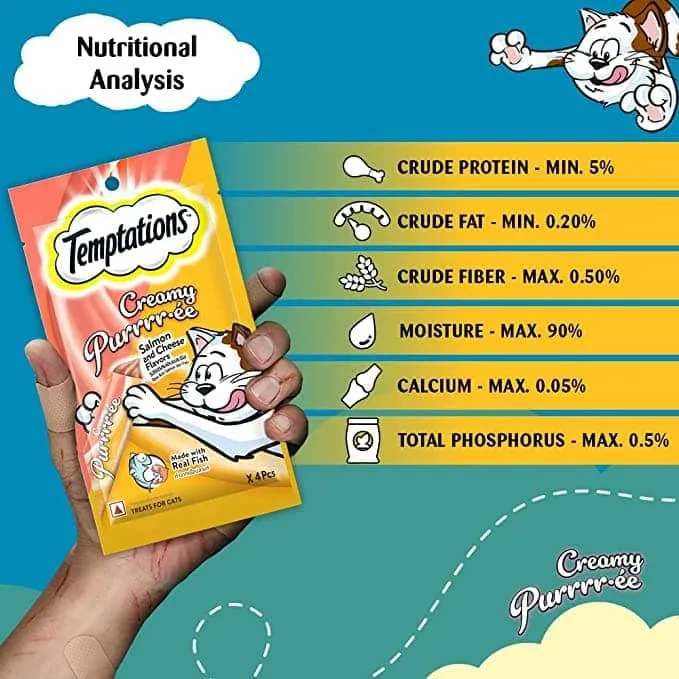 Temptations Creamy Purrrr ee Salmon & Cheese and Creamy Purrrr ee Chicken & Tuna Cat Treats Combo