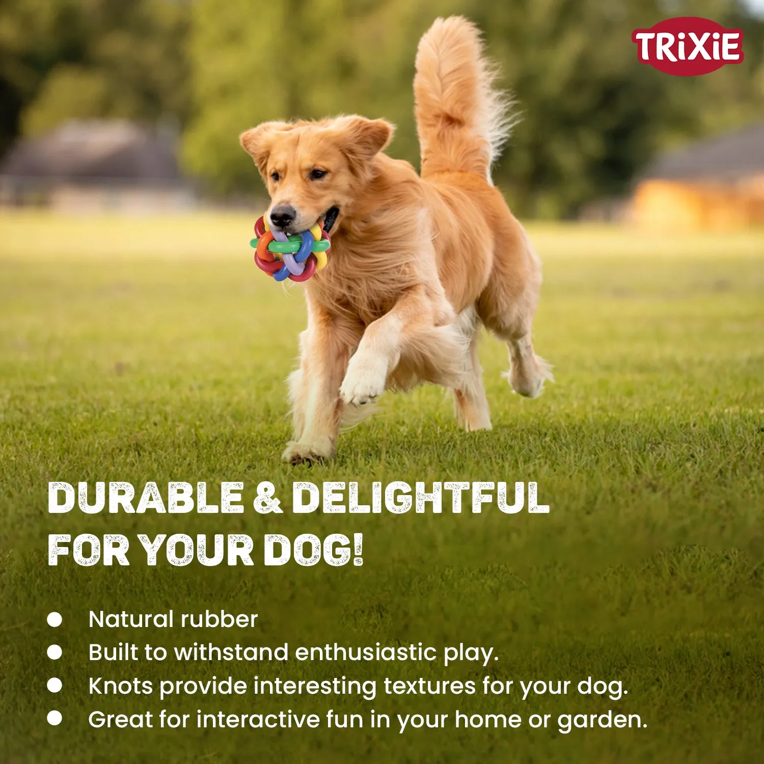 Trixie Natural Rubber Knotted Ball Chew Toy for Dogs