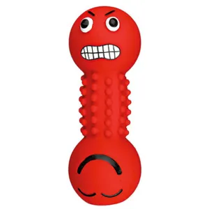 Trixie Smiley Dumbbell with Motifs Latex Toy for Dogs (Red)