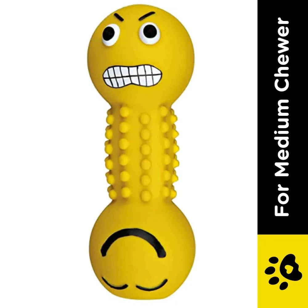 Trixie Smiley Dumbbell with Motifs Latex Toy for Dogs (Yellow)