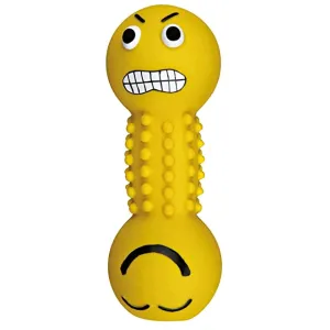Trixie Smiley Dumbbell with Motifs Latex Toy for Dogs (Yellow)