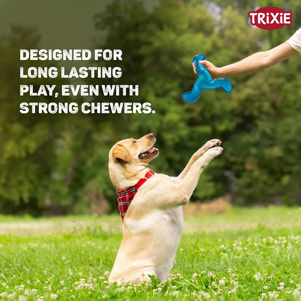 Trixie Triplex Bungee Boomerang Chew Toy for Dogs (Blue)