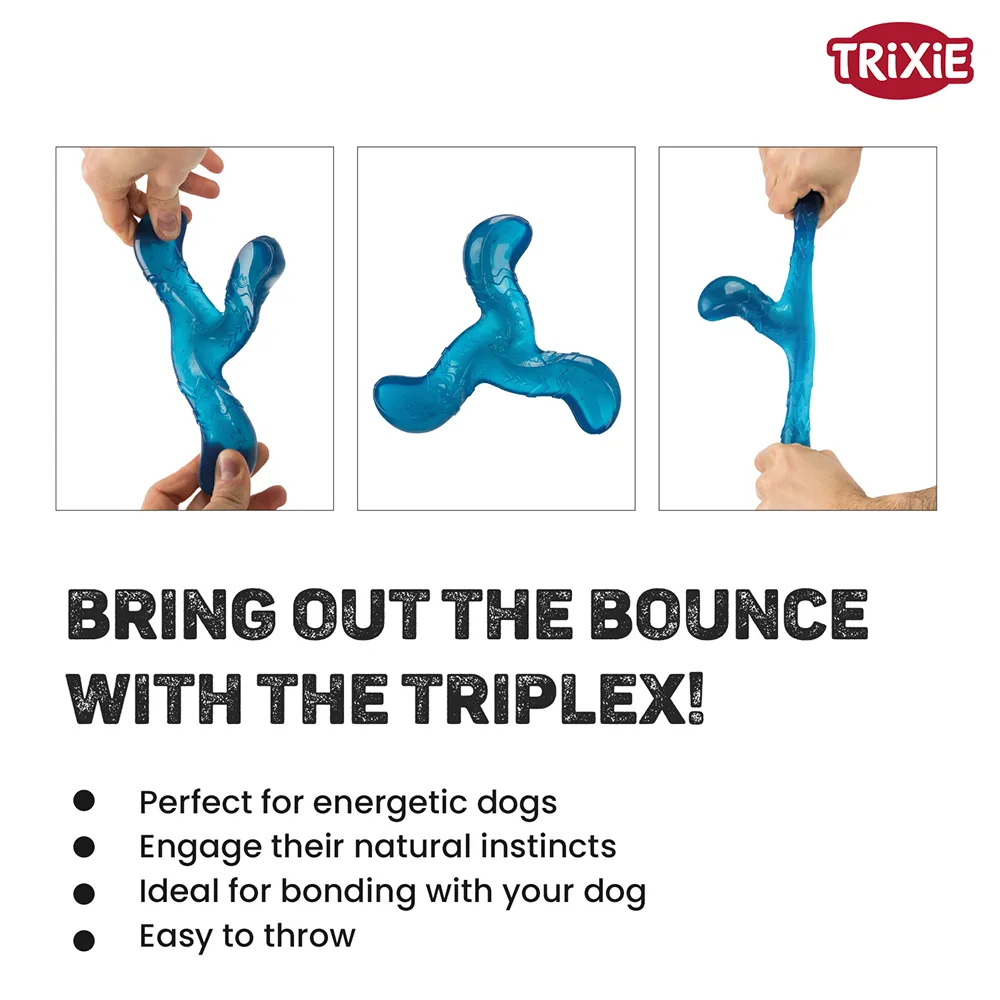 Trixie Triplex Bungee Boomerang Chew Toy for Dogs (Blue)