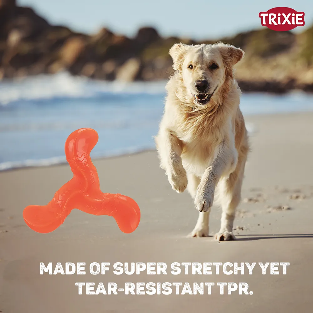 Trixie Triplex Bungee Boomerang Chew Toy for Dogs (Orange)