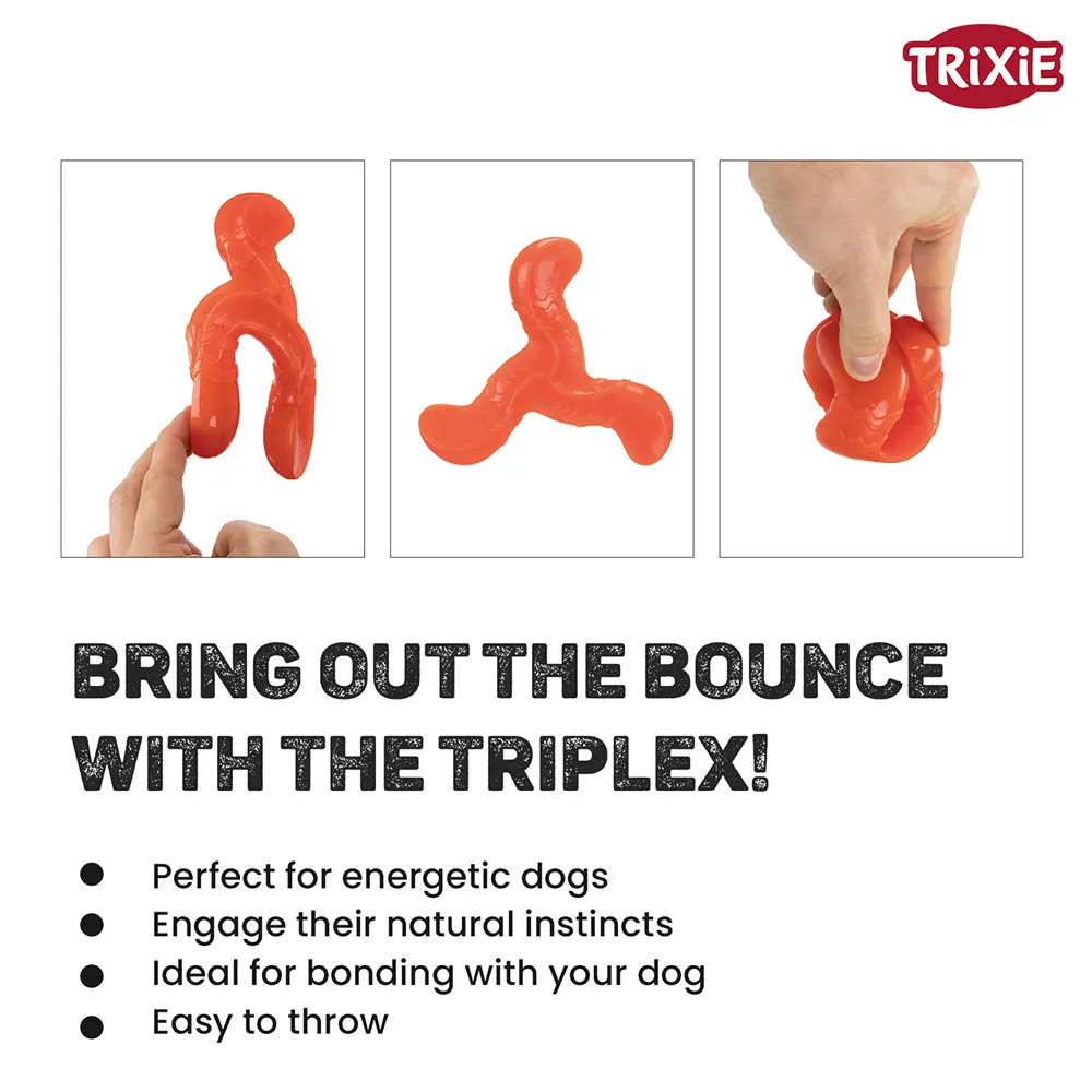 Trixie Triplex Bungee Boomerang Chew Toy for Dogs (Orange)