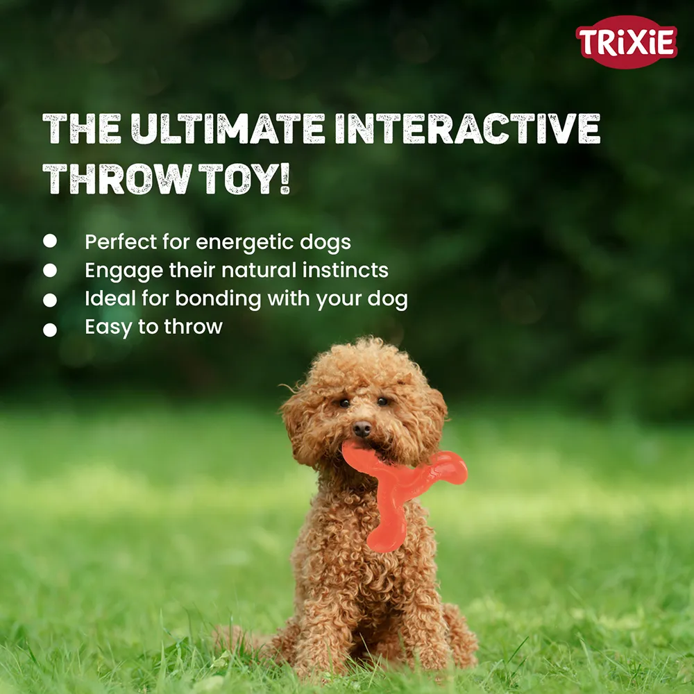 Trixie Triplex Bungee Boomerang Chew Toy for Dogs (Orange)