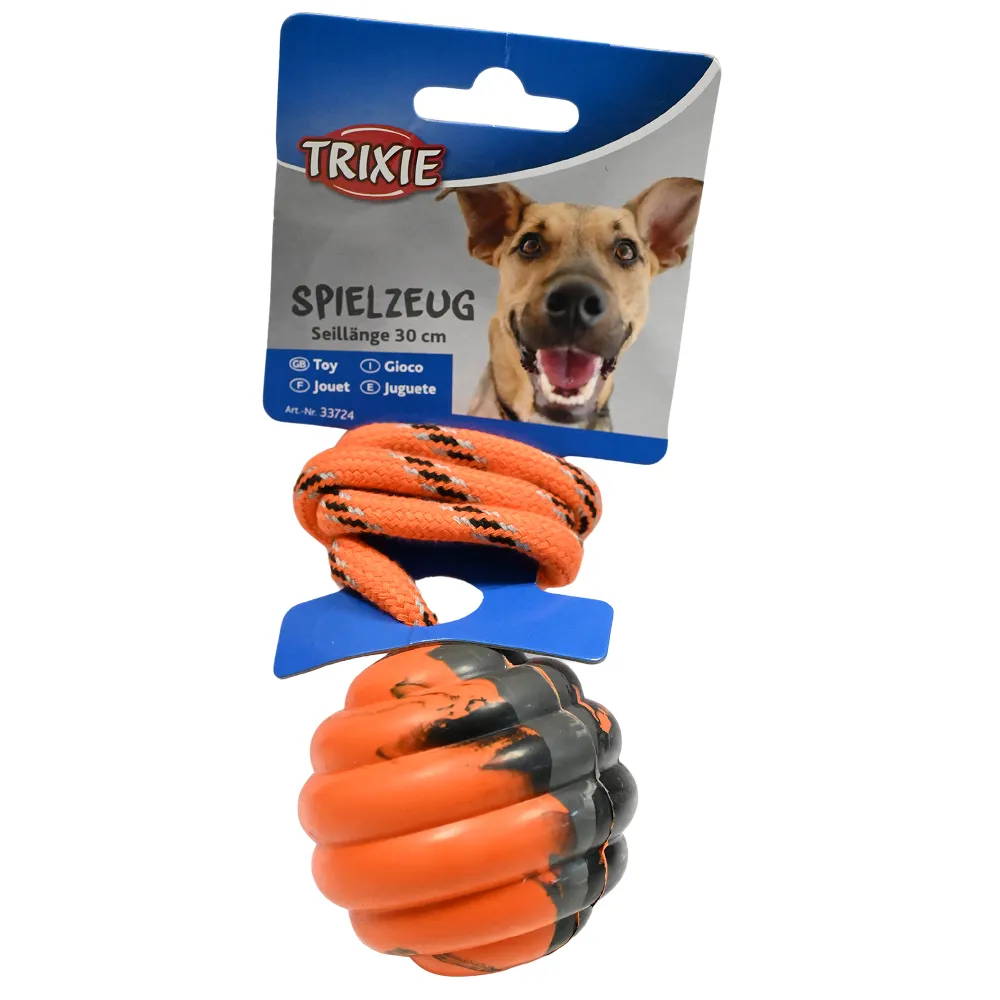 Trixie Wavy Ball on a Rope Toy for Dogs (Orange)