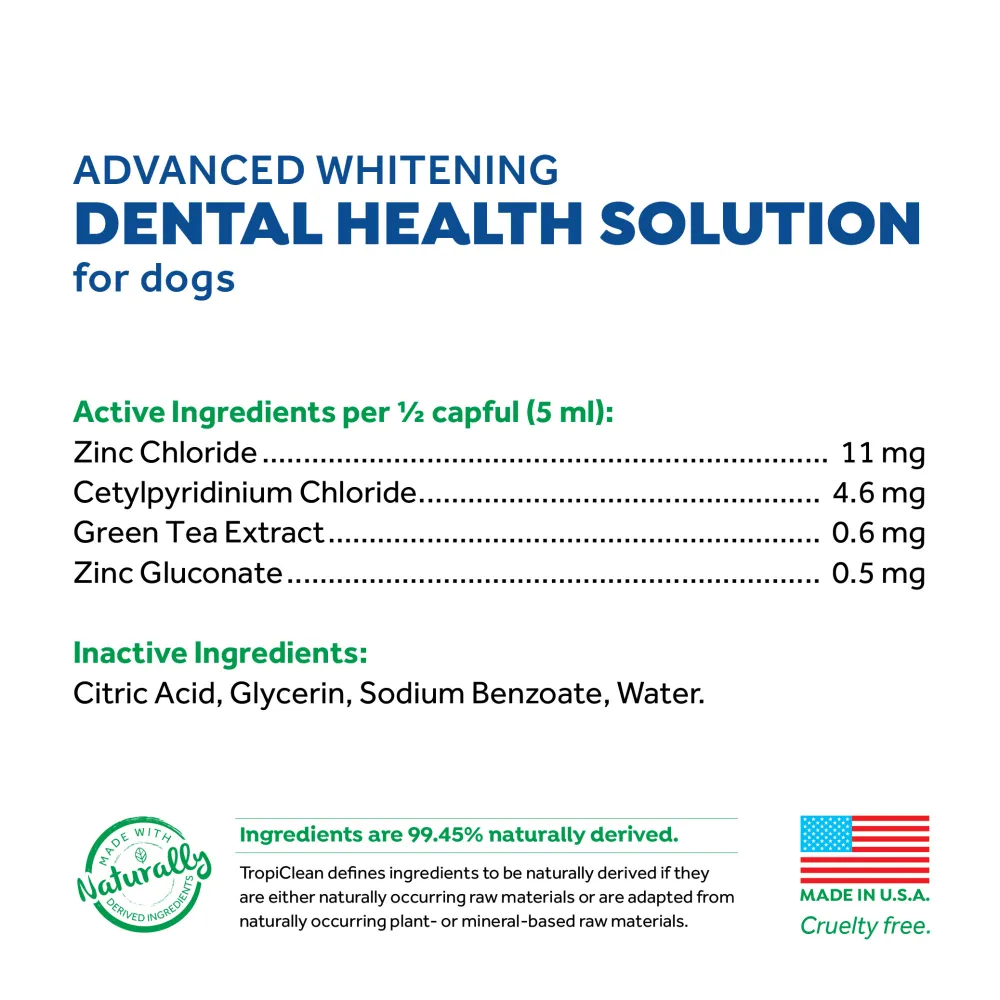 Tropiclean Advanced Whitening Oral Care Water Additive for Dogs