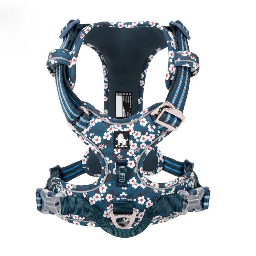 Truelove Floral No Pull 3M Reflective Harness for Dogs (Saxony Blue)