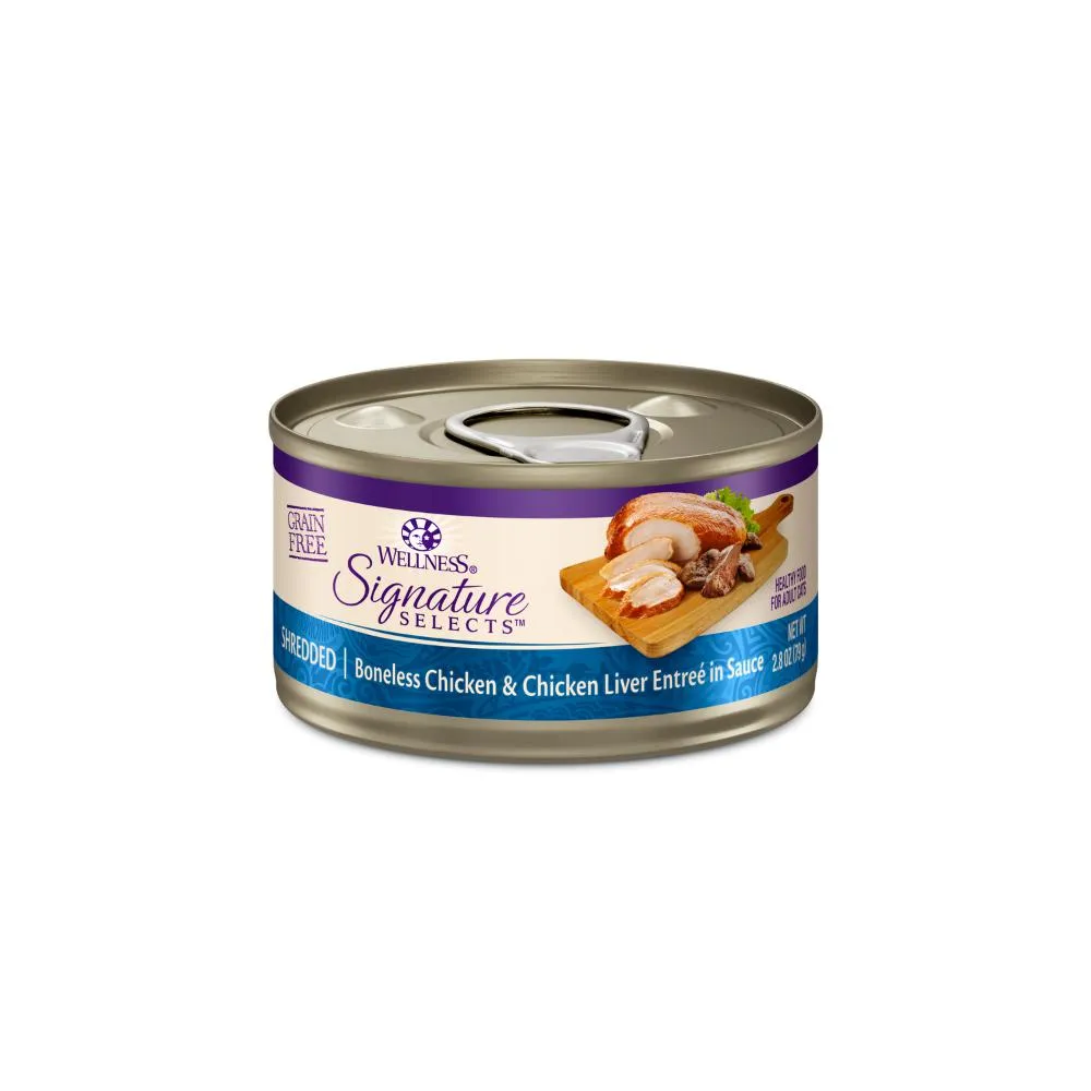 Wellness CORE Signature Selects Shredded Chicken and Chicken Liver Entre Wet Cat Food 79g