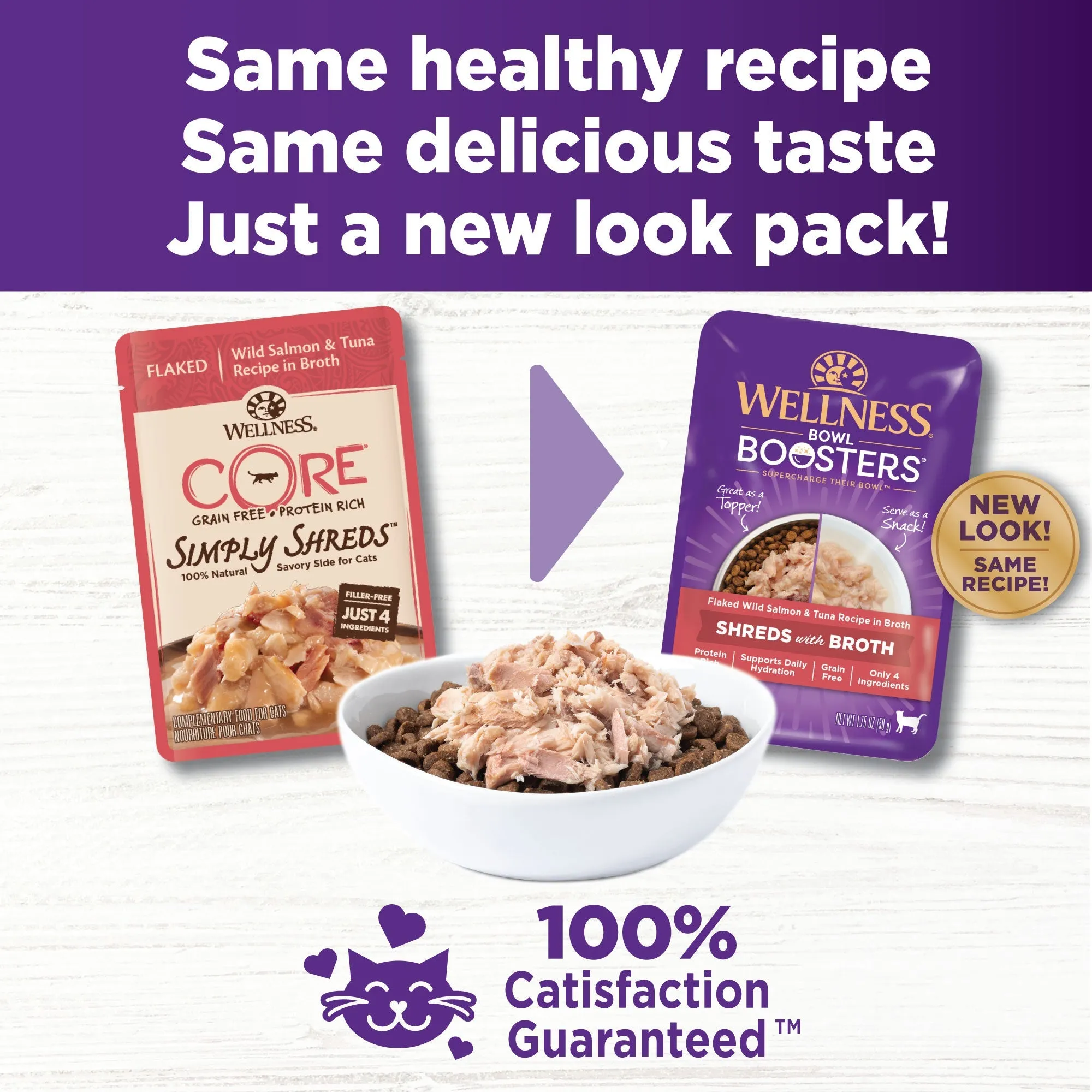 Wellness CORE Simply Shreds Flaked Wild Salmon and Tuna Wet Cat Food 50g x 12