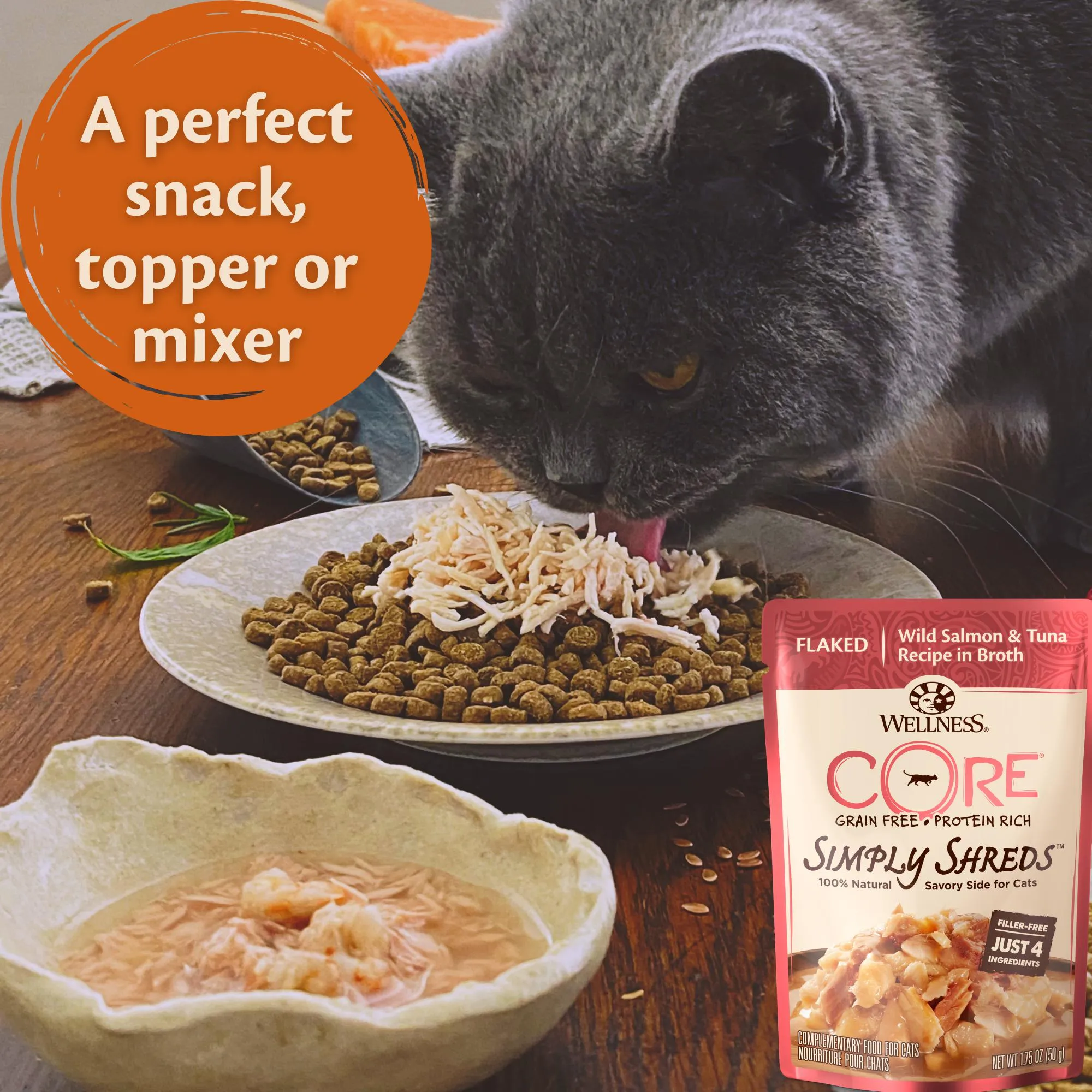 Wellness CORE Simply Shreds Flaked Wild Salmon and Tuna Wet Cat Food 50g