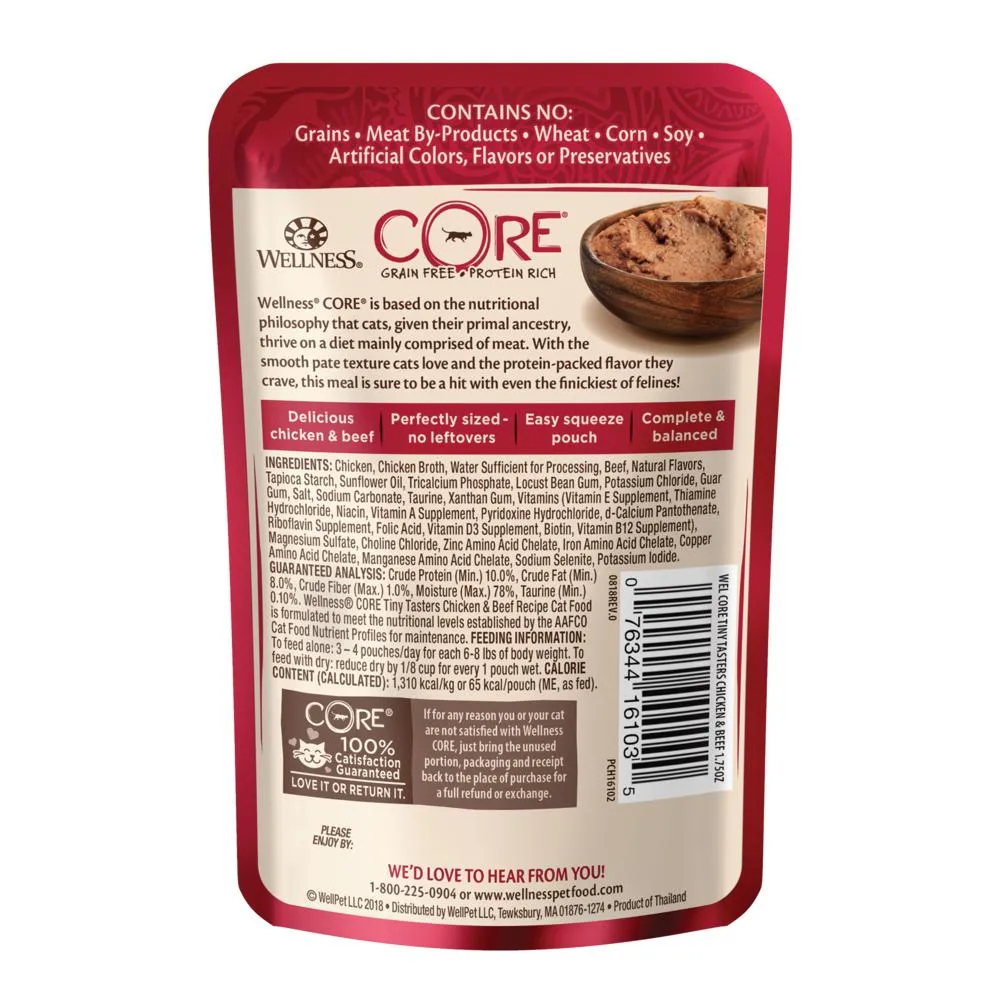 Wellness CORE Tiny Tasters Chicken and Beef Pat Wet Cat Food 50g x 12