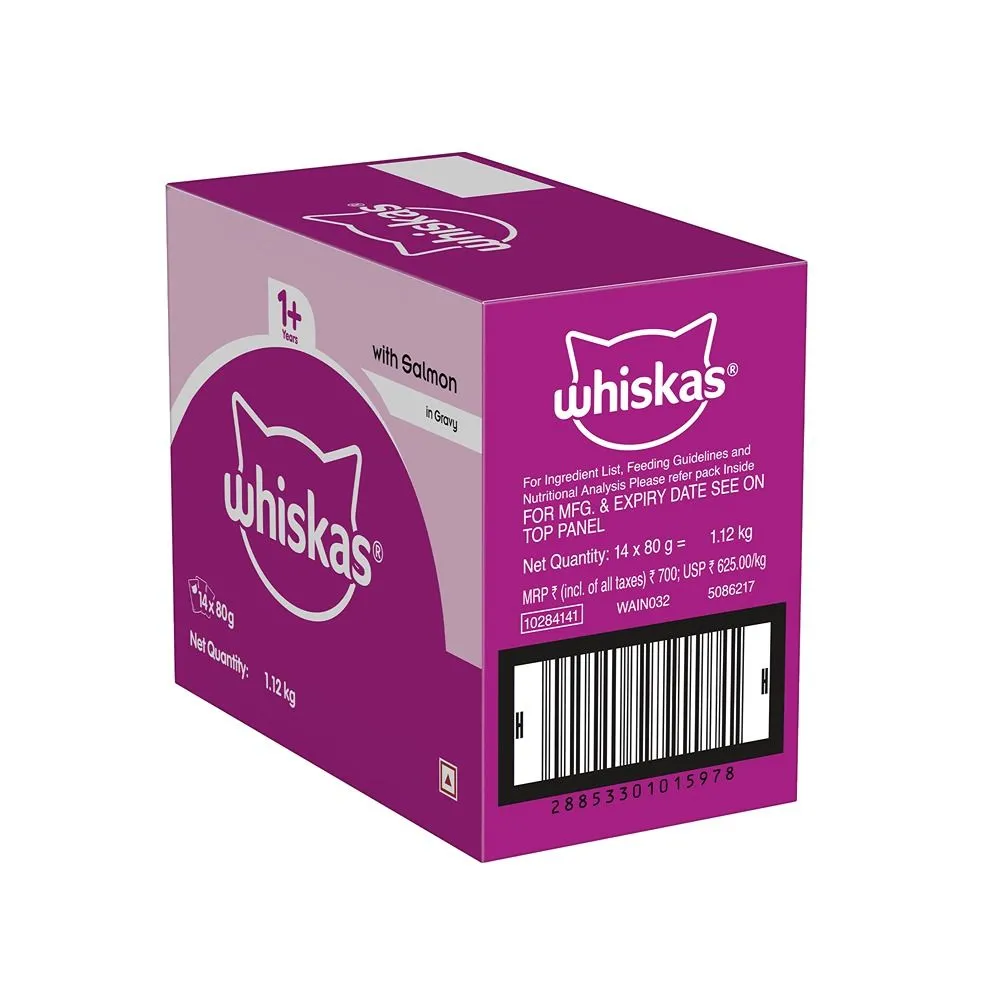 Whiskas Salmon in Gravy Meal Adult Cat Wet Food