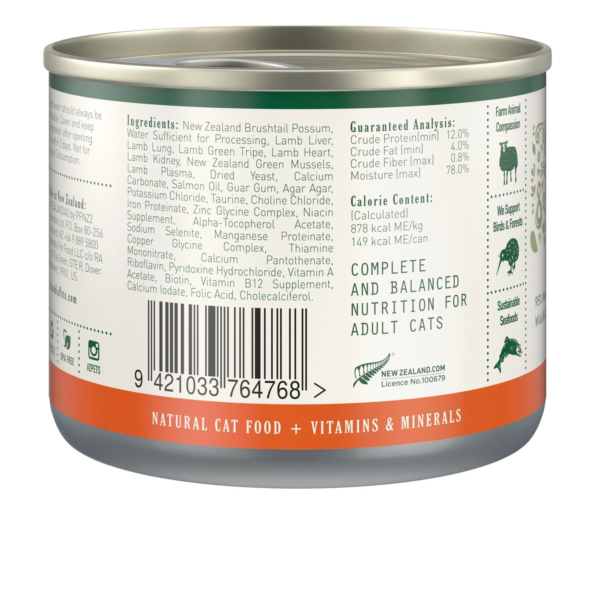 Zealandia Brushtail Possum Pate Adult Cat Wet Food 170g x24