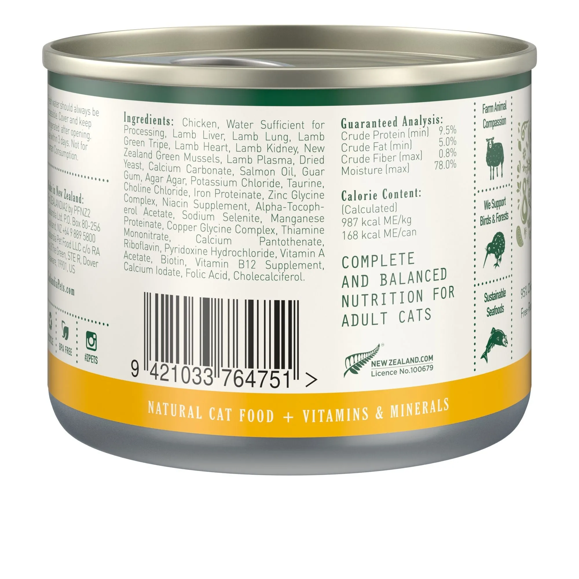 Zealandia Chicken Pate Adult Cat Wet Food 170g x24