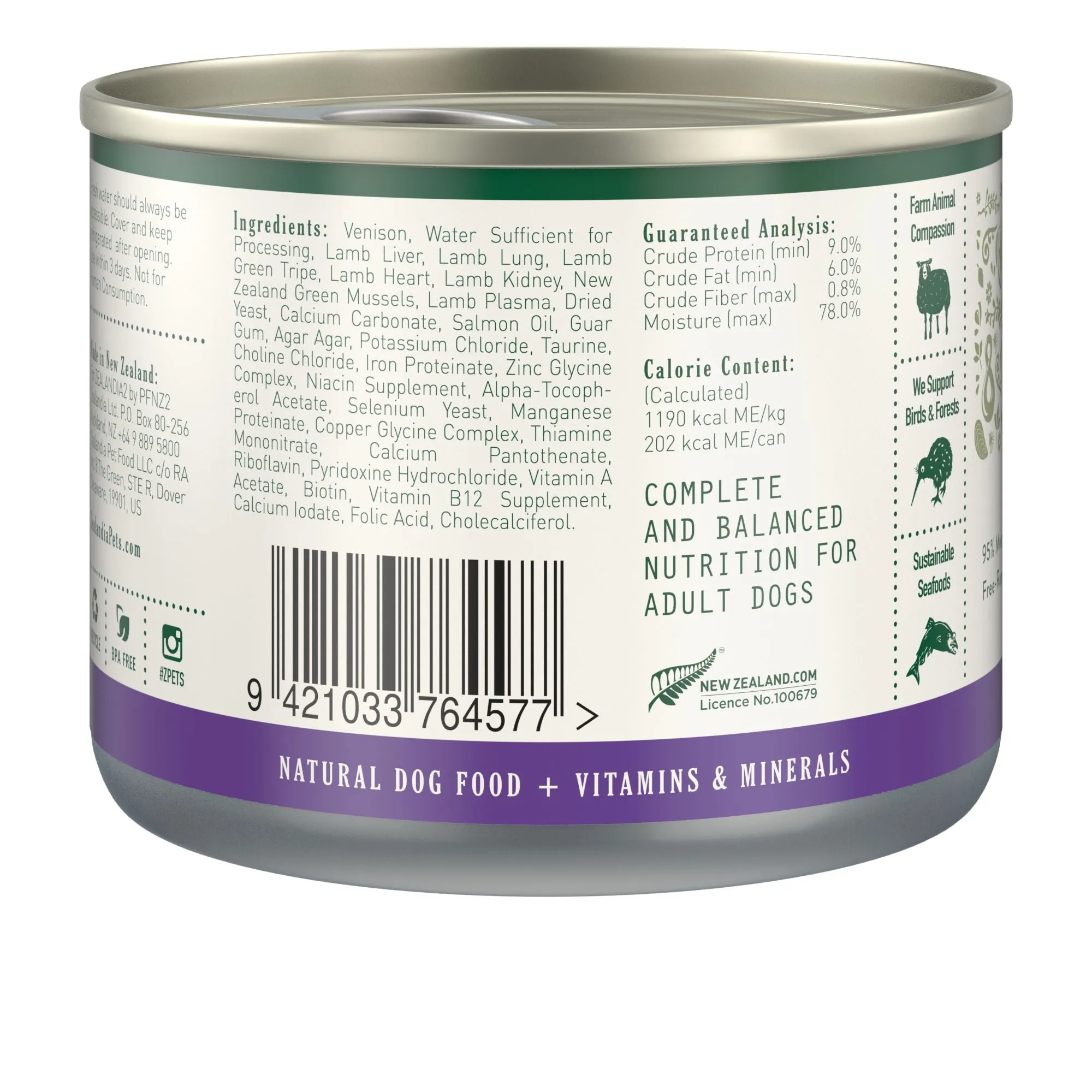 Zealandia Venison Pate Adult Dog Wet Food 170g
