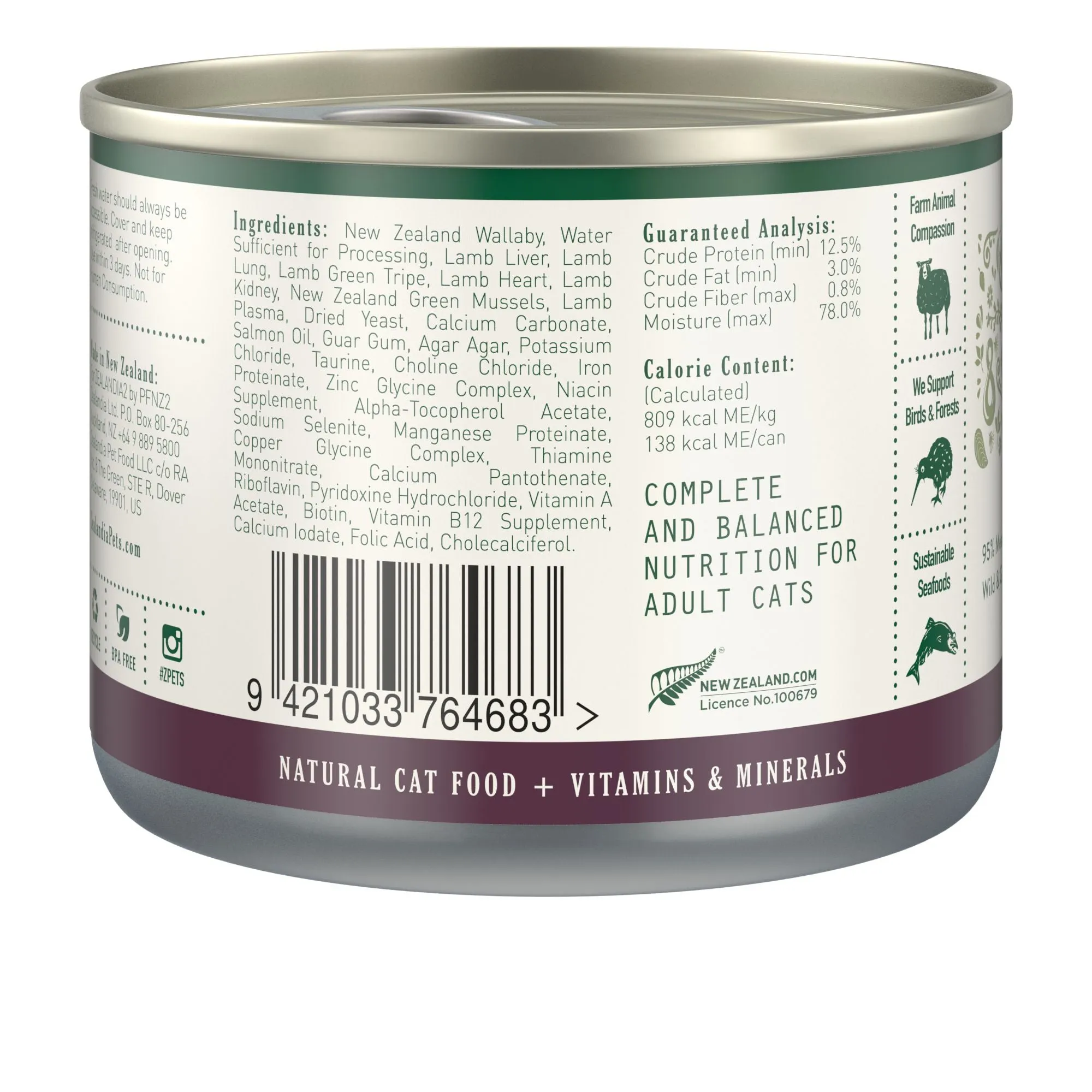 Zealandia Wallaby Pate Adult Cat Wet Food 170g x24