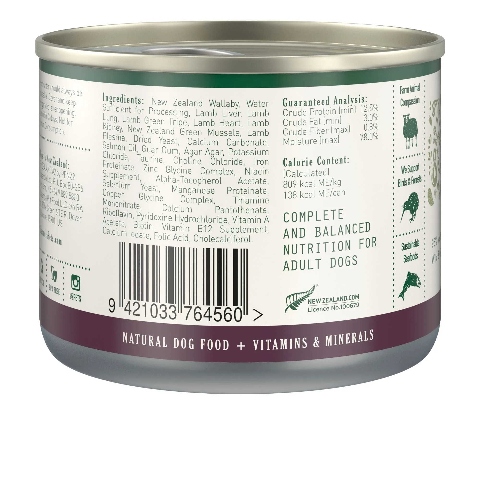 Zealandia Wallaby Pate Adult Dog Wet Food 170g x24