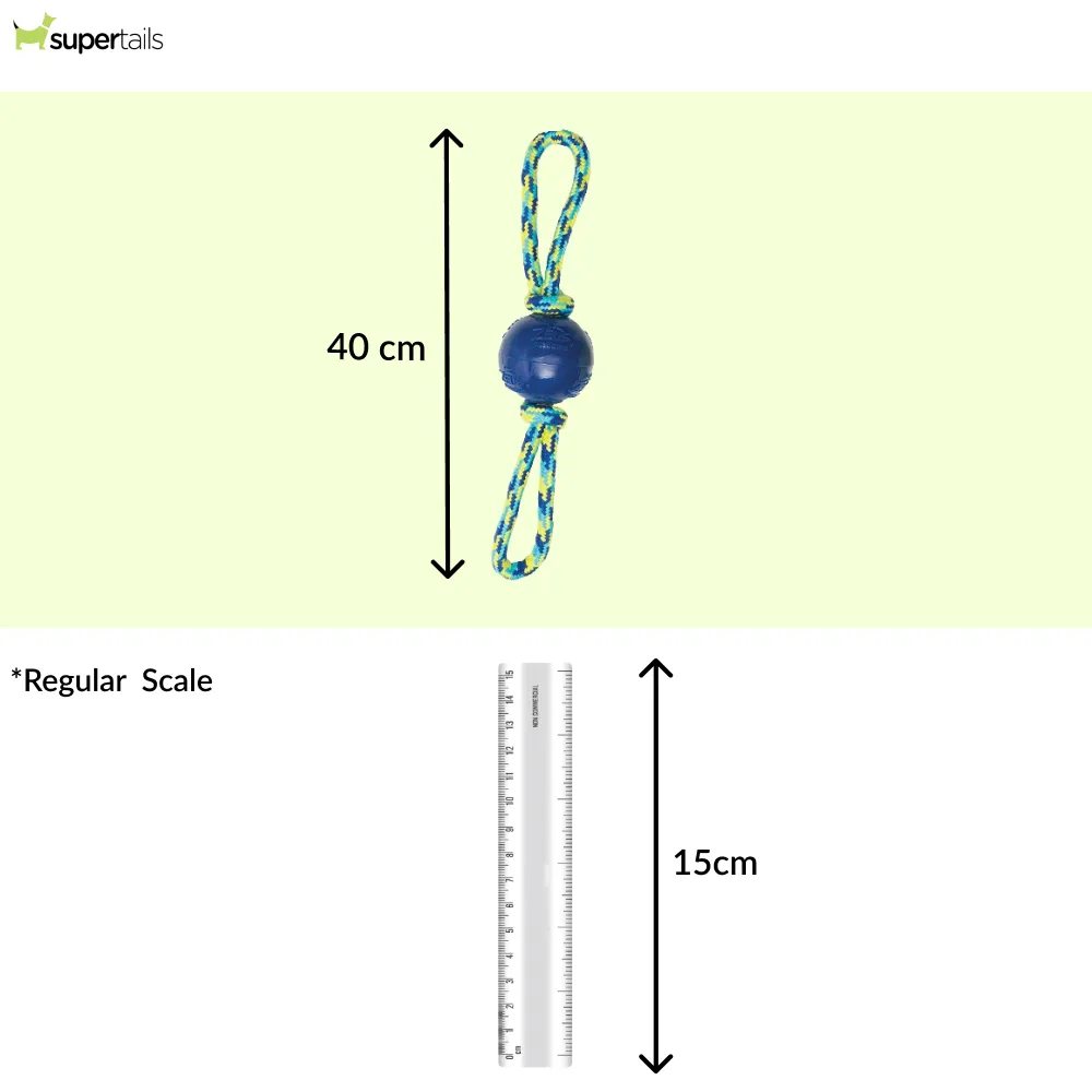 Zeus Rope Ball Tug with Hand Loops Toy for Dogs (Blue)