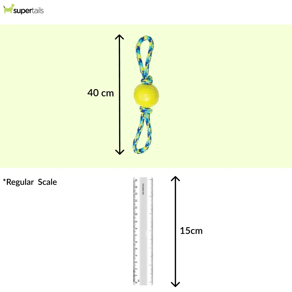 Zeus Rope Ball Tug with Hand Loops Toy for Dogs (Yellow)