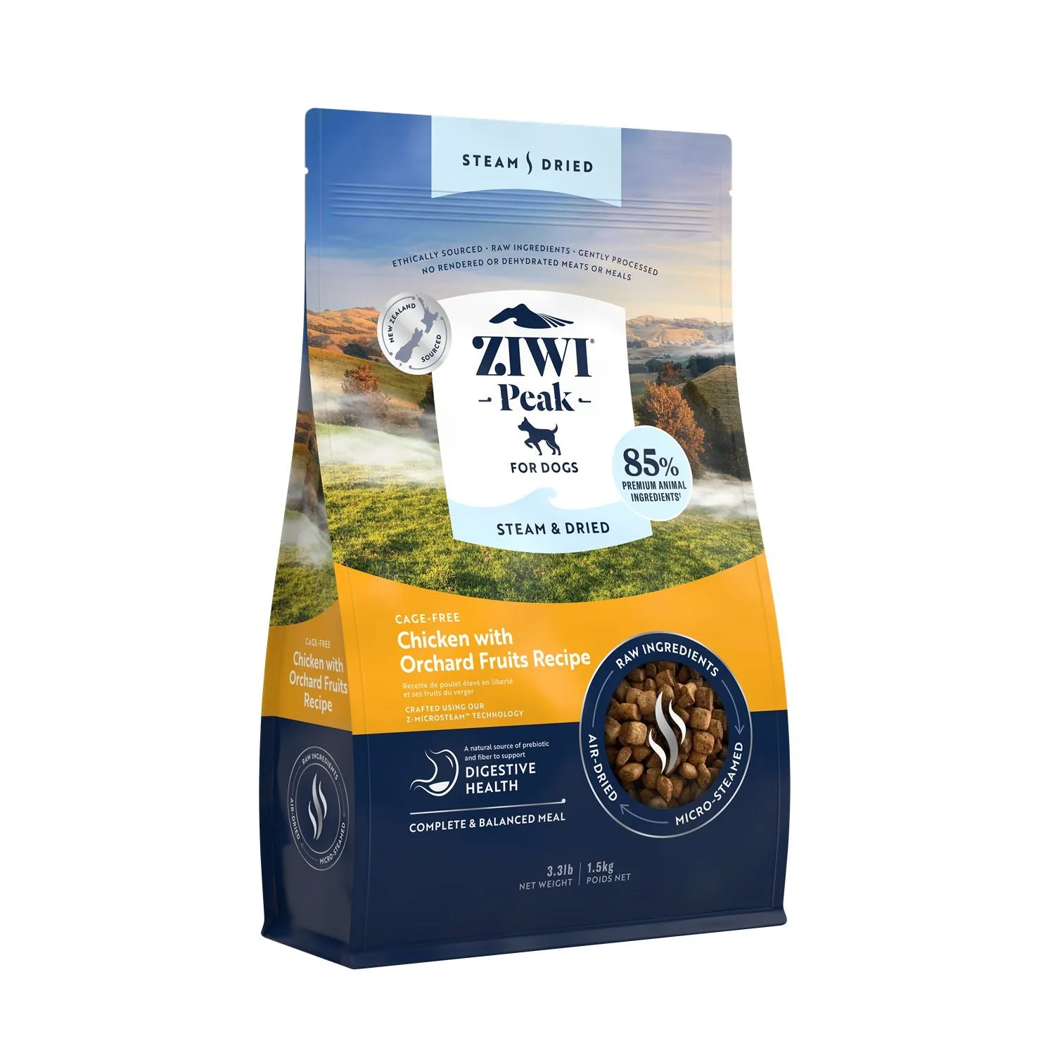 ZIWI Peak Steam and Dried Cage Free Chicken with Orchard Fruits Dog Food 1.5kg