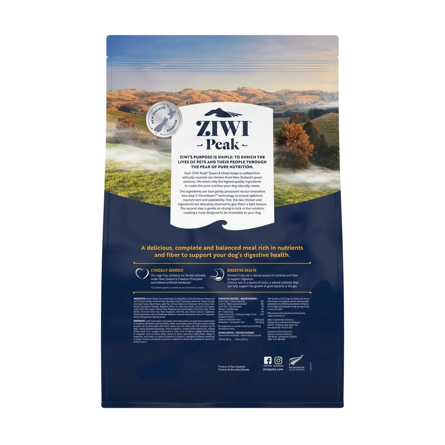 ZIWI Peak Steam and Dried Cage Free Chicken with Orchard Fruits Dog Food 3.2kg