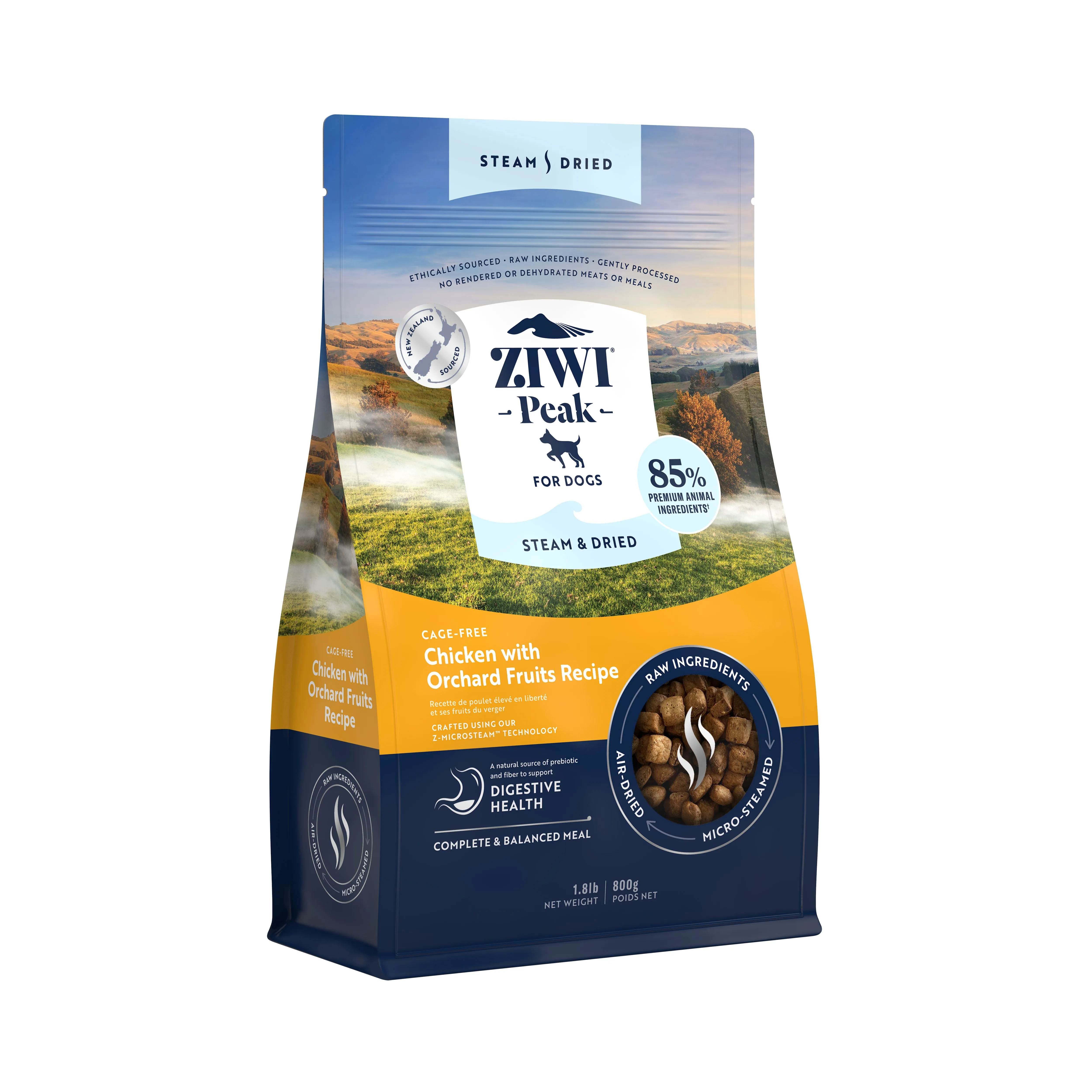 ZIWI Peak Steam and Dried Cage Free Chicken with Orchard Fruits Dog Food 800g