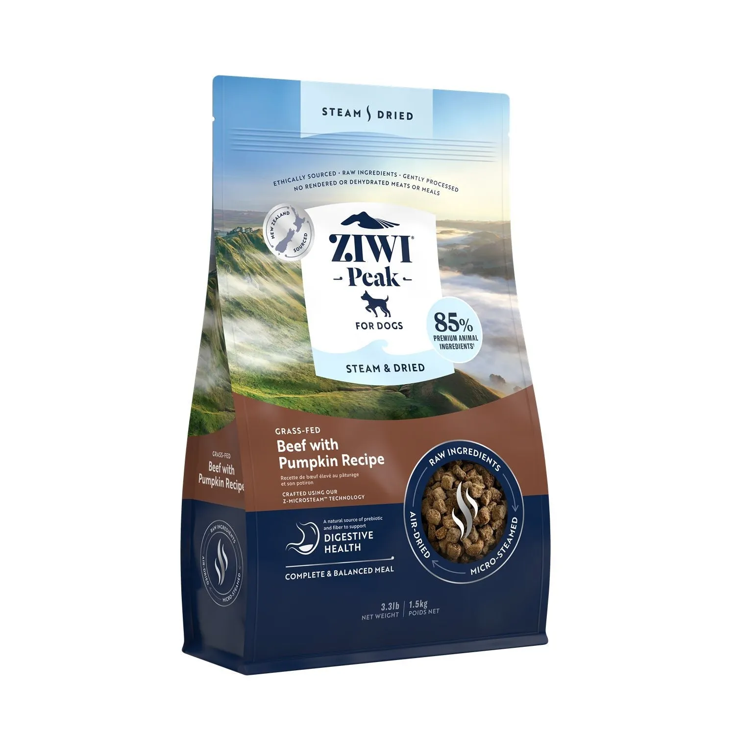 ZIWI Peak Steam and Dried Grass Fed Beef with Pumpkin Dog Food 1.5kg