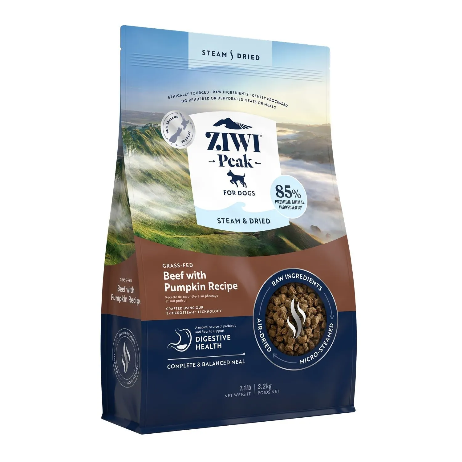 ZIWI Peak Steam and Dried Grass Fed Beef with Pumpkin Dog Food 3.2kg
