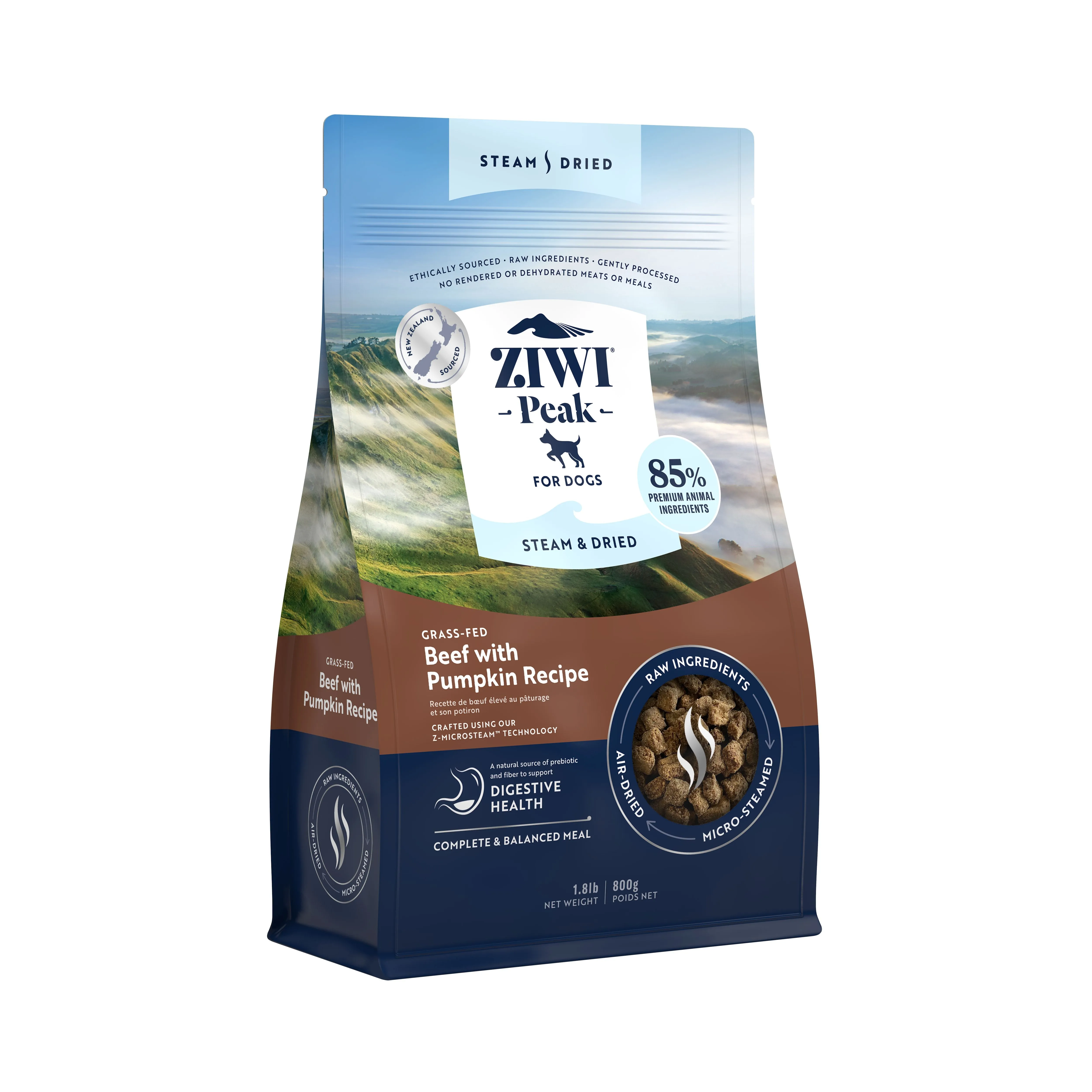 ZIWI Peak Steam and Dried Grass Fed Beef with Pumpkin Dog Food 800g