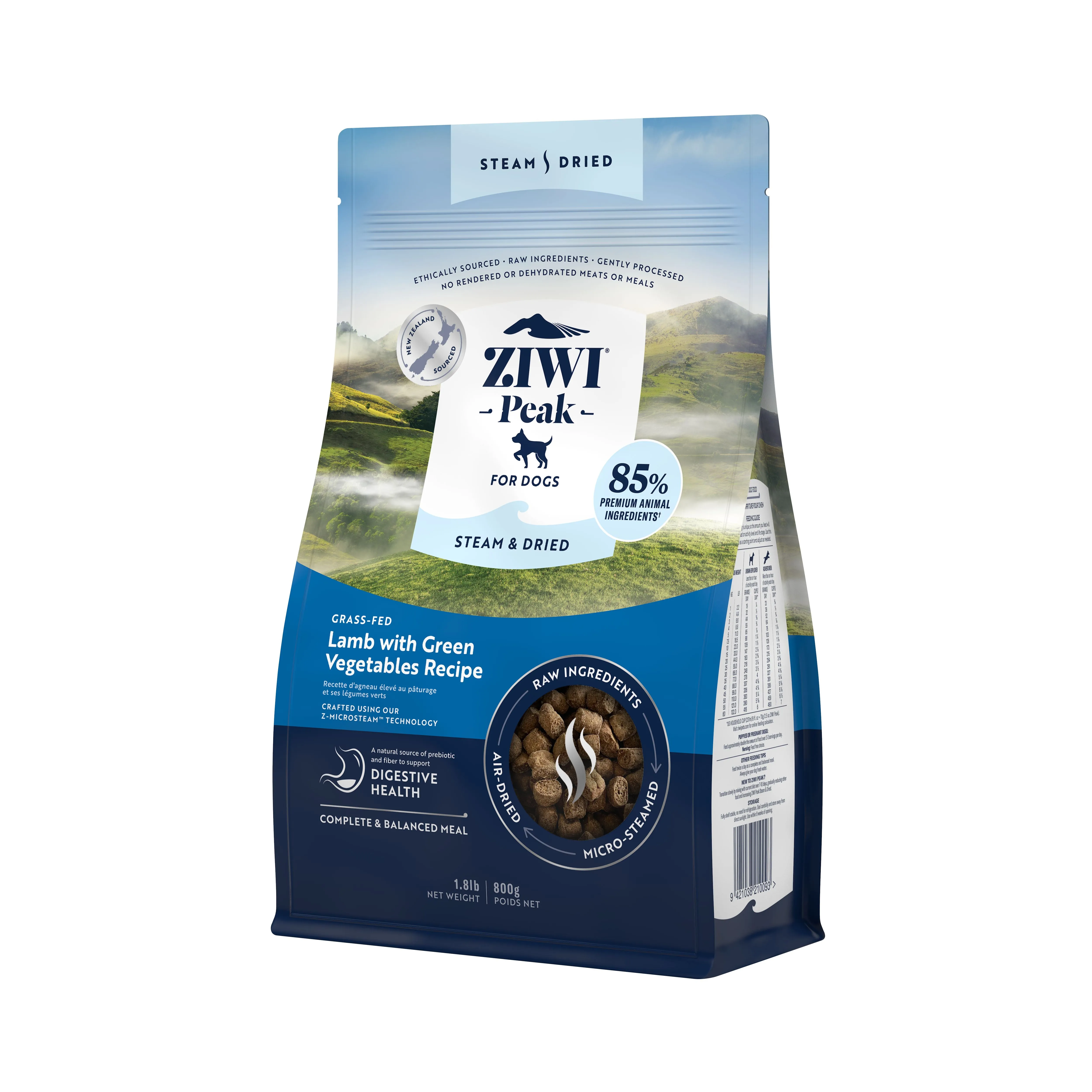 ZIWI Peak Steam and Dried Lamb with Green Vegetables Dog Food 800g